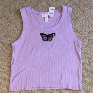 butterfly patch thermal tank top
